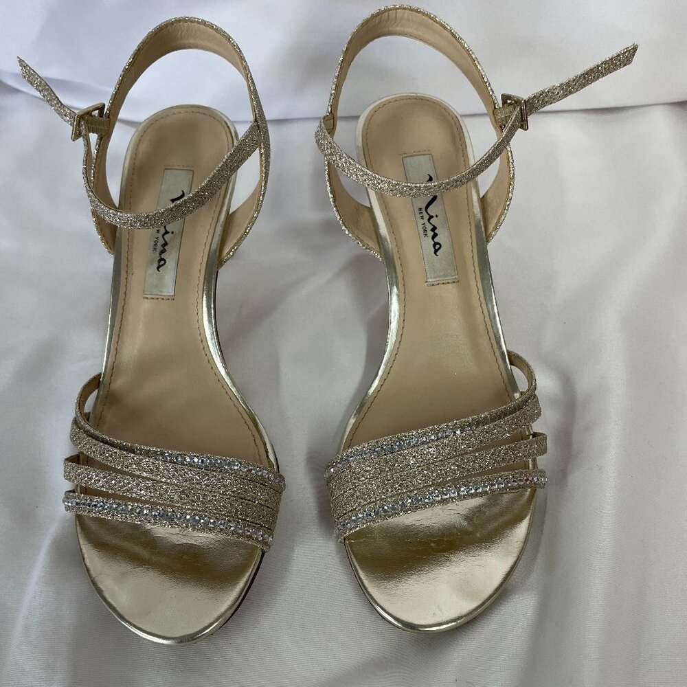 Nina Nelena soft plantino textured metallic low heeled dress sandal Shoe Silver